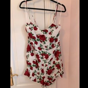 BNWT H&M White w Red Roses Romper sz 14
